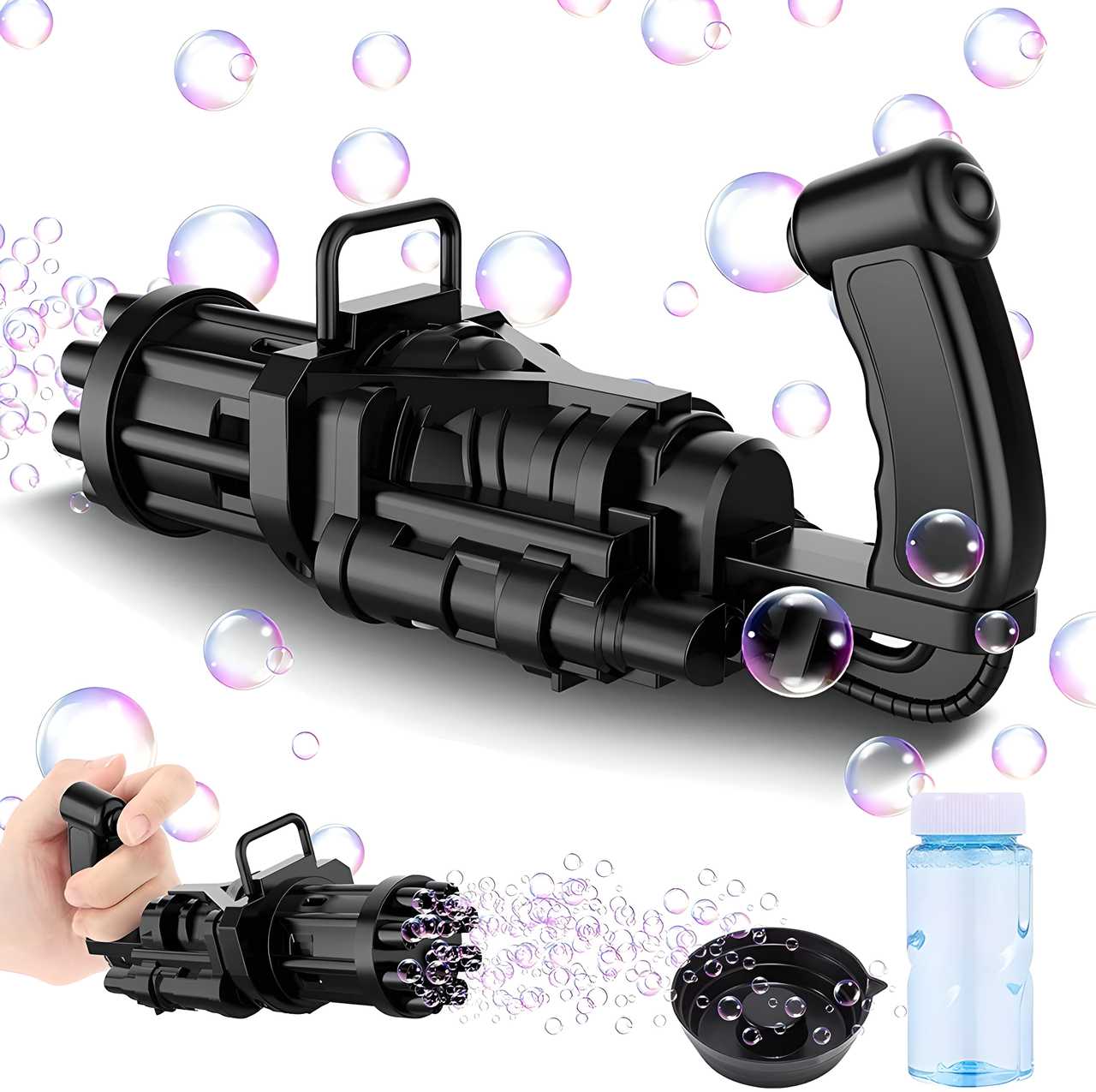 8 Hole Automatic Gatling Bubble Gun Blower